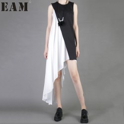 2017 summer New Fashion Women Slim personalized stitching irregular sleeveless dress wholesale