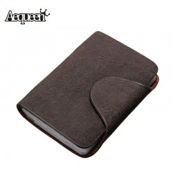 AEQUEEN 20 Bits Business ID Credit Card Holder Case Nubuck PU Leather Fold Men Cards Holders Slots Wallet Business Card Package