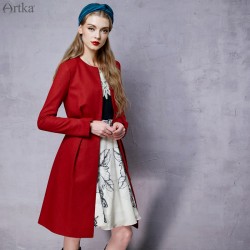Artka Butterfly Women's 2015 Autumn Solid Color Coat Long-Sleeved Wool Comfortable Long Overwear FA11253Q