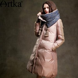 Artka Women's 2016 Winter Long Outerwear 90% Duck Down Coat Long-Sleeved Warm Down Coat Warm Long Quilted Jacket ZK15357D