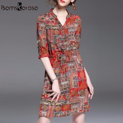 Bamskarosa New Beach Tunics Women Boho Dress 2017 Summer Sundress Sexy Lady Tunic Dress Elegant Retro Print Vestidos Mujer 