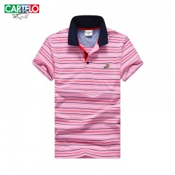 Cartelo brand 2016 summer new fashion stripes Korean business casual Slim men's short-sleeved polo shirt men 