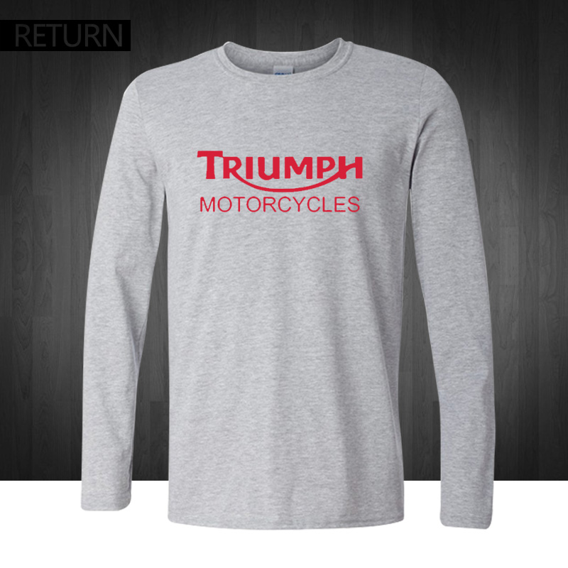 Classic TRIUMPH MOTORCYCLES T Shirt Men 100% Cotton printed long Sleeve ...