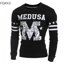 FGKKS New Hoodies Brand High Quality Pullover Hoodies Men O-Neck Long Sleeve Men Pullovers Splice Letter Fashion Slim Men Hoodie