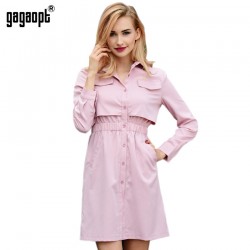 Gagaopt 2018 New Arrivals Autumn Dress Women False Pocket Shirt Dress Tunic Office Dress Robe Vestidos