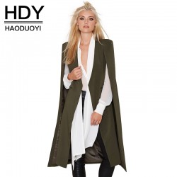 HDY Haoduoyi 2016 Autumn Fashion Women 3 Colors Open Stitch Cloak Trench Coats Outwears Poncho Coat