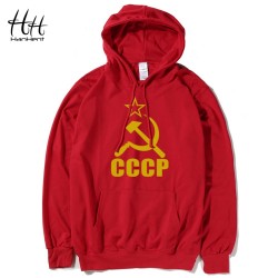HanHent CCCP Red Novelty Men's Hoodies Soviet Union Cotton Long Sleeve Thin Sweatshirts Russian Army Fitness Fashion Clothing