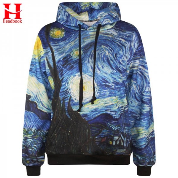 Headbook Starry Night men's 3d sweatshirt fashion print Van Gogh oil ...