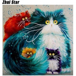 Hot Colorful Cat Diy 5D Diamond Painting Cross Stitch Full Diamond Embroidery Home Decor Square Drill Animal Series Best Gift zx