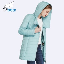 ICEbear 2017 New Spring Collection Autumn Oblique Placket Design Jacket Long Women's Coats With Hood 17G295D