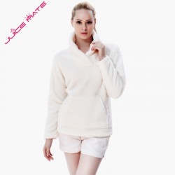 JUICE MATE Loose Fit Fluffy Fleece Sweatshirt Jacket Winter Warm Pullover Shawl Collar Hoodie Sweatshirt Blouse For Women Girls