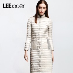LEEJOOER 2017 New Spring Jacket Women Winter Coat Women's Clothing Warm Outwear Cotton-Padded Long Jacket Coat Slim Trench Coat