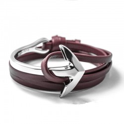 LIVVY 2016 new charm man bracelet with high quality leather bracelets multilayer friendship anchor bracelet  leather bracelet
