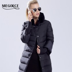 MIEGOFCE 2015 winter duck down jacket  women  long coat parkas thickening Female Warm Clothes Rabbit fur collar High Quality