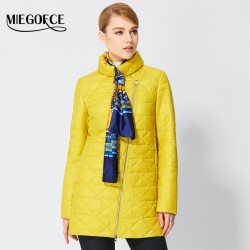 MIEGOFCE 2017 Spring Windproof Womens Parkas Thin Cotton-padded Jacket Oblique Placket Women's Quilted Coat Stand Collar New