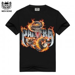 [Men bone] Men's short sleeve Black T-shirt Pantera Print Cotton T shirts for men Summer brand clothing Power Heavy metal