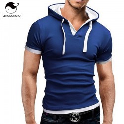 Men'S T Shirt 2017 Summer Fashion Hooded Sling Short-Sleeved Tees Male Camisa Masculina T-Shirt Slim Male Tops 4XL