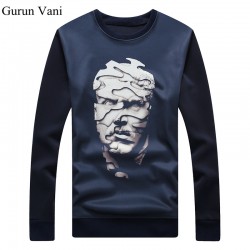 Men's Capless Hoodies Abstract Head Patterns Pure Color Casual Sweatshirt Fashion Jacket Plus Size:M-5XL 969
