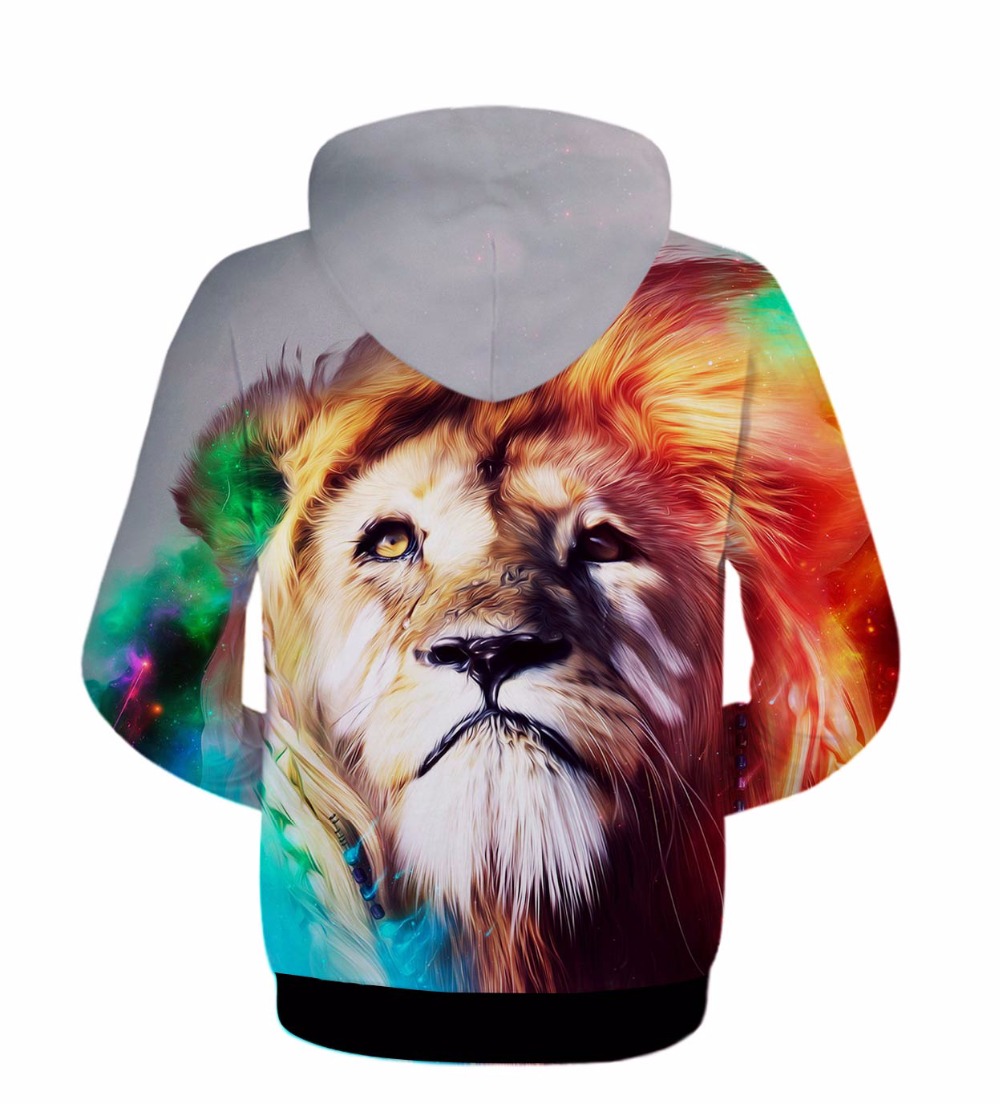 Mr.1991INC 3d zipper sweatshirt for men fashion hooded print the lion ...