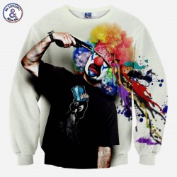 Mr.1991INC New sweatshirt men's fashion 3D sweatshirt novelty gun clown hoodies printing Zombies sudaderas Plus 4XL
