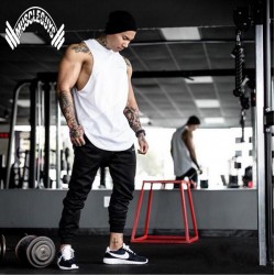 Muscleguys Stringer Tank Top Men Bodybuilding Clothing Fitness Mens Sleeveless gyms Vests Cotton Singlets Muscle Tops