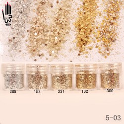 Nail 1 Jar/Box 10ml Champagne Silver Gold Mix Nail Glitter Powder Sequins Powder For Gel Nail Art Decoration 300 Colors 5-03