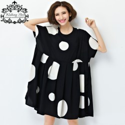 New Summer Dress Plus Size Women Chiffon Polka Dot Clothing Loose Big Size Female Casual Dress Soft Draped Fashion Clothing 4XL