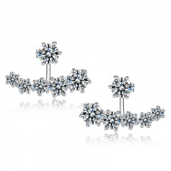 PATICO Fashion 925 Sterling Silver Shiny Cubic Zirconia Crystal Beads Neckband Stud Earrings for Women Wedding Bijoux Brincos