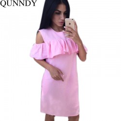 Qunndy Women Dress Ruffles Vestido Vintage Short Sleeve Ladies Casual Summer Dresses Plus Size Sundress Summer Dresss 2018