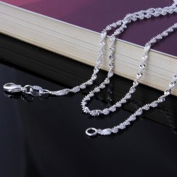 Silver plated wave chain for pendant 16 18 20 22 24 26 28 30 inch necklace wholesale  double water wave chain