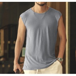 Summer new linen men sleeveless t-shirt casual men's tank vest Loose Men Tank Top Fitness Singlets Brand Cotton Mens T-Shirt