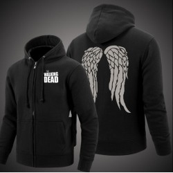 The Walking Dead Zombie Daryl Dixon Wings Cotton Sweatshirts Hoodie Zip-up Coat Jacket Sportswear