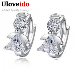 Uloveido Angel Stud Earring Earings Fashion 925 Sterling Silver Crystal Earrings for Women Nickel Free Wholesale Jewelry DML51