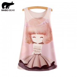 WAIBO BEAR 2016 New Fashion Tank Tops Summer tees Women Dress girl Print Sleeveless T shirt Casual Women Clothing