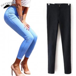 White Jeans Female 2017 Skinny Elastic Jeans For Women Black High Waist Jeans Woman Slim Denim Women Jeans Femme With High Waist