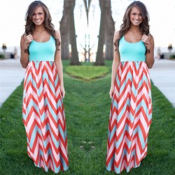 Women Summer Beach Boho Maxi Dress 2018 High Quality Brand Striped Print Long Dresses Feminine Plus Size