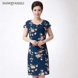 XL-5XL Vestidos 2016 Summer Style Plus Size Women Dress Vintage Printed Brand Flower Print Dress Long Casual Beach Dress