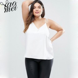 YaoMei Plus Size 2017 New Fashion Solid Summer Tops Solid V-neck Tops Big Large Size Sleeveless T-shirt  3XL 4XL 5XL 6XL 7XL 8XL