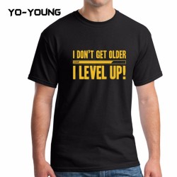 Yo-Young Men Summer T Shirts Funny Letters Design Golden PU Printed 100% 180g Combed Cotton Customized