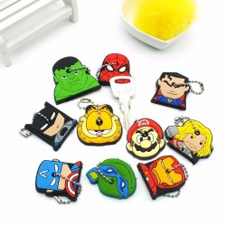 ZOEBER Anime Cartoon Key Cover cute Garfield Owl The avengers alliance hero Keychain Silicone Holder key Ring cat cap chain 