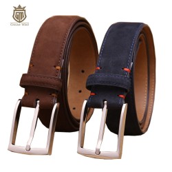 luxury men's first layer cowhide nubuck leather belt high quality designer suede-like genuine leather for dress/business