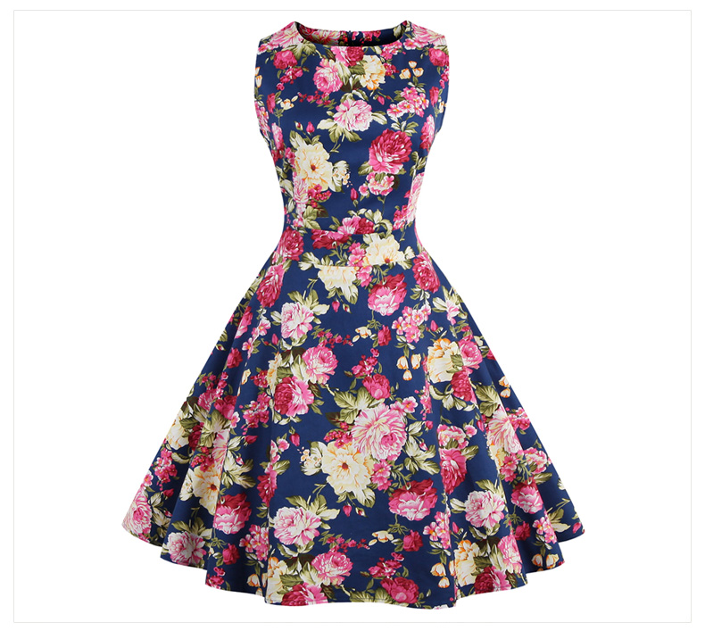 Charmian Women's Summer Dress Floral Print Retro Vintage Dress Elegant ...