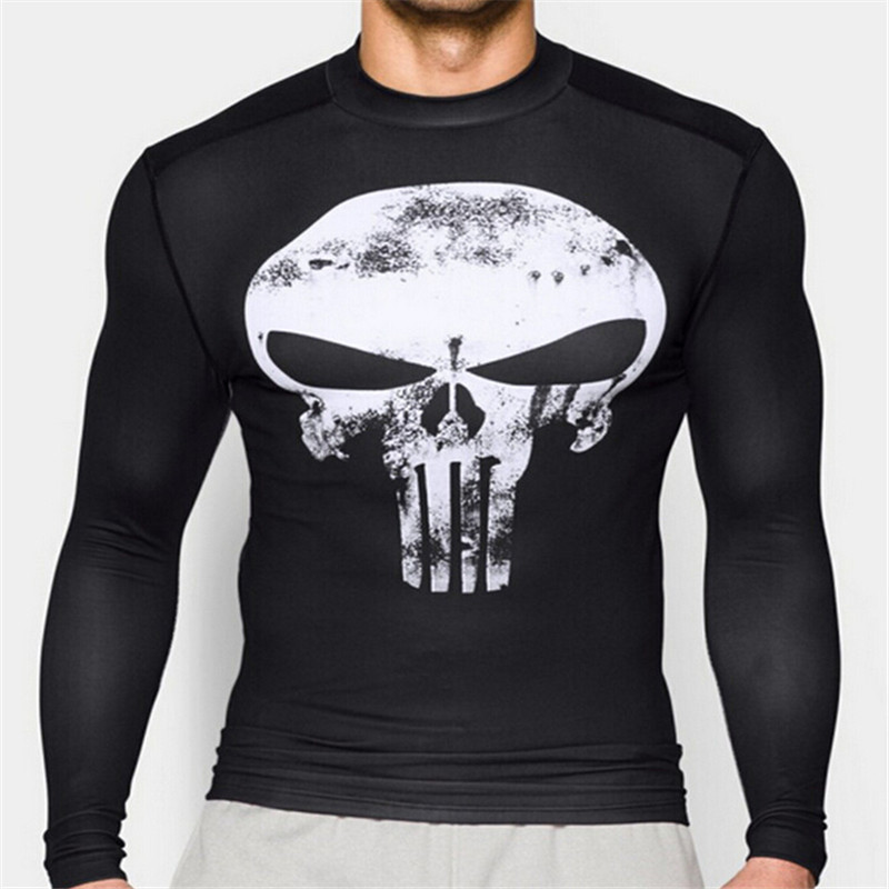 Punisher 3D Printed T-shirts Men Compression Shirts Short sleeve ...