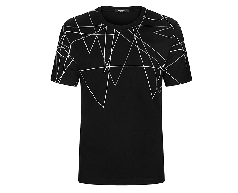 Seven7 Summer Men Trendy T-Shirts Lines Abstract Graphic Print Slim Fit ...